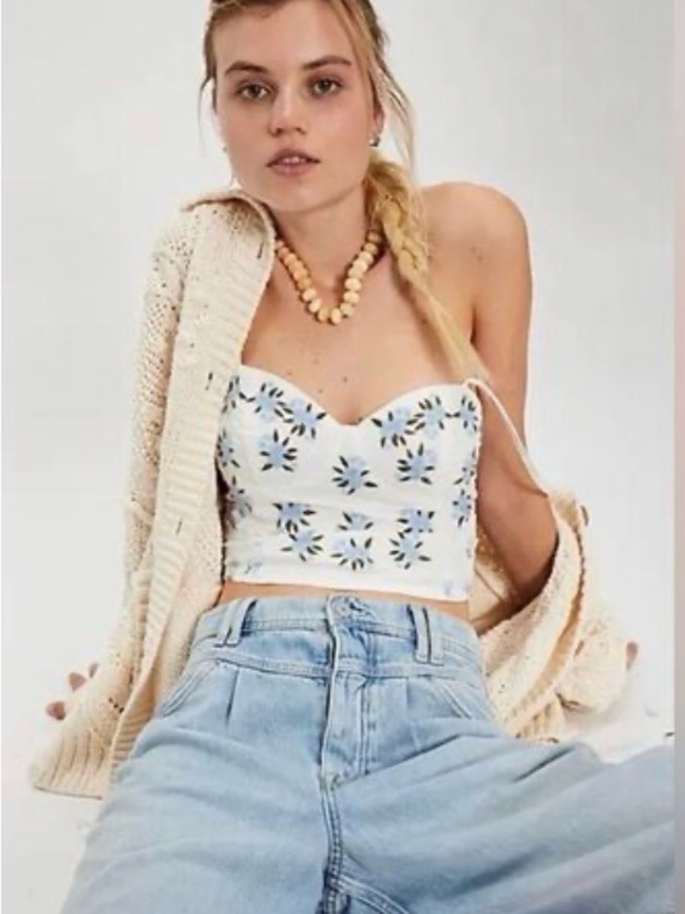 NWT Free People Wild Flowers embroidered floral Top